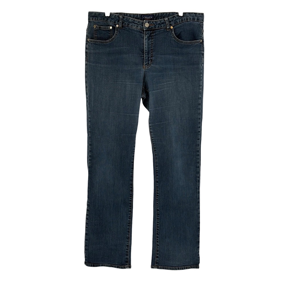 Chaps Denim Straight Leg Jeans Blue Mid Rise Stretch Size 16